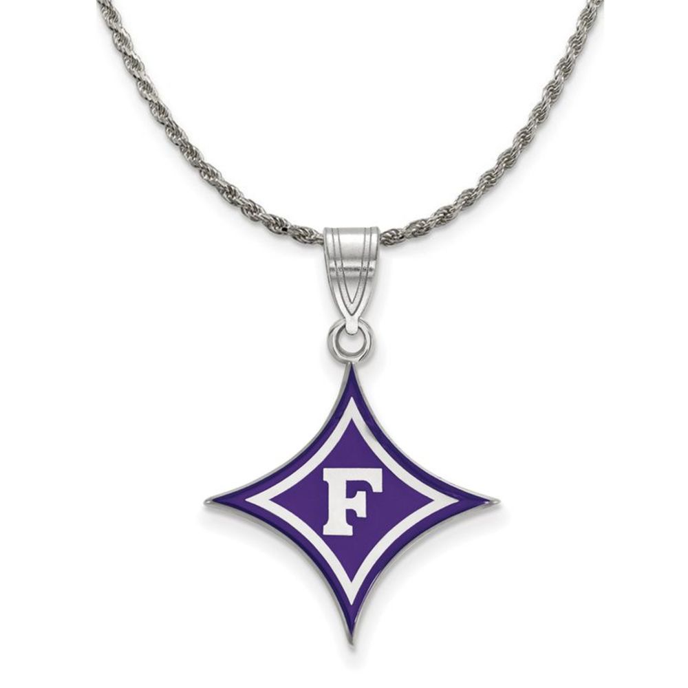Sterling Silver Furman U Large Enamel Pendant Necklace - 18 Inch